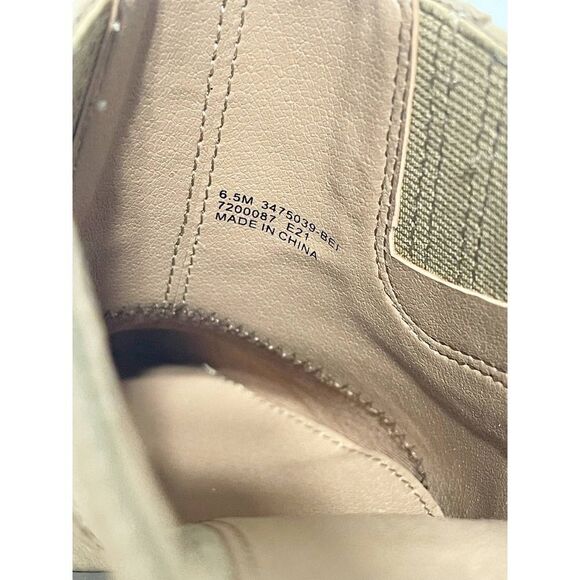 Frye Rowen Gore Suede Leather Mule Slip Stacked Heel‎ On 6.5 Beige - Picture 3 of 10